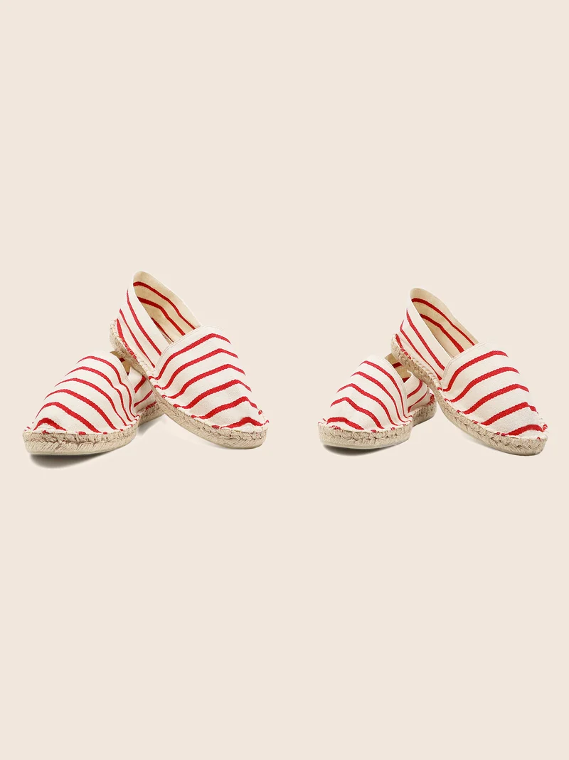 Espadrilles toile coton blanc rouge