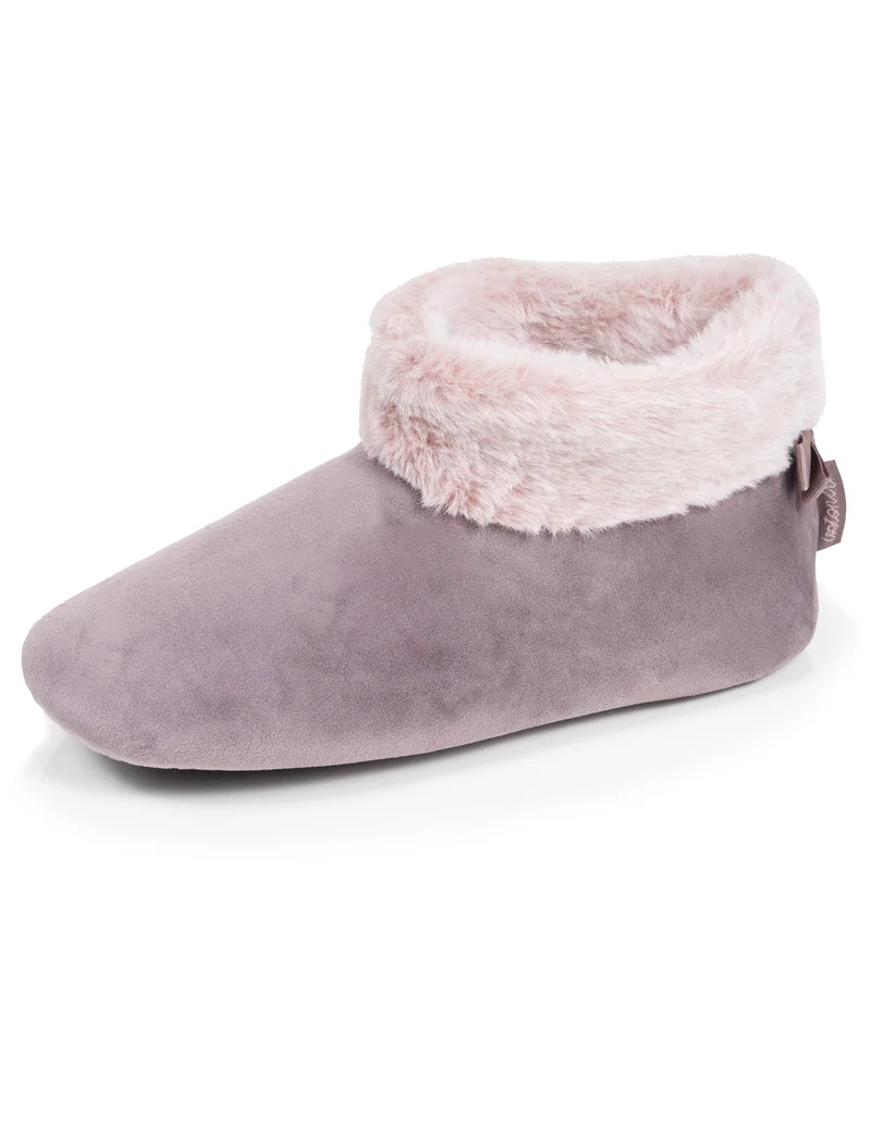 Chaussons Bottillons Femme microvelours Taupe