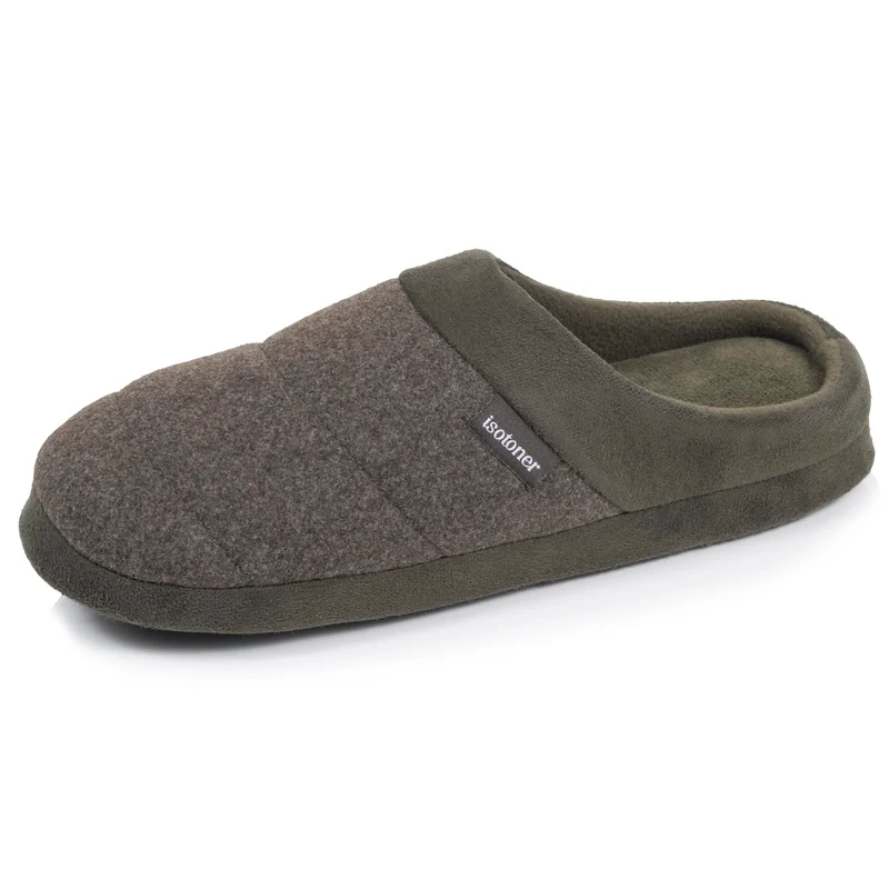 Chaussons Mules Homme polaire Kaki chiné