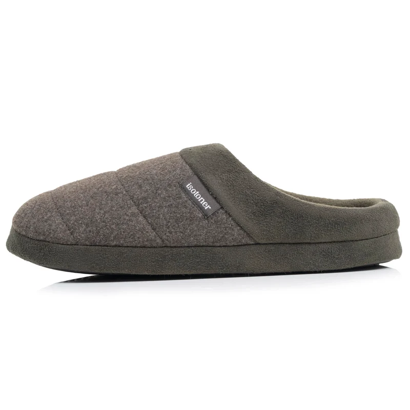 Chaussons Mules Homme polaire Kaki chiné