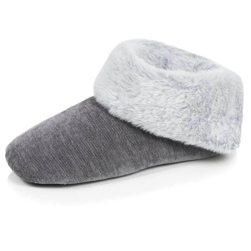 Chaussons Bottillons Femme pailleté Gris foncé