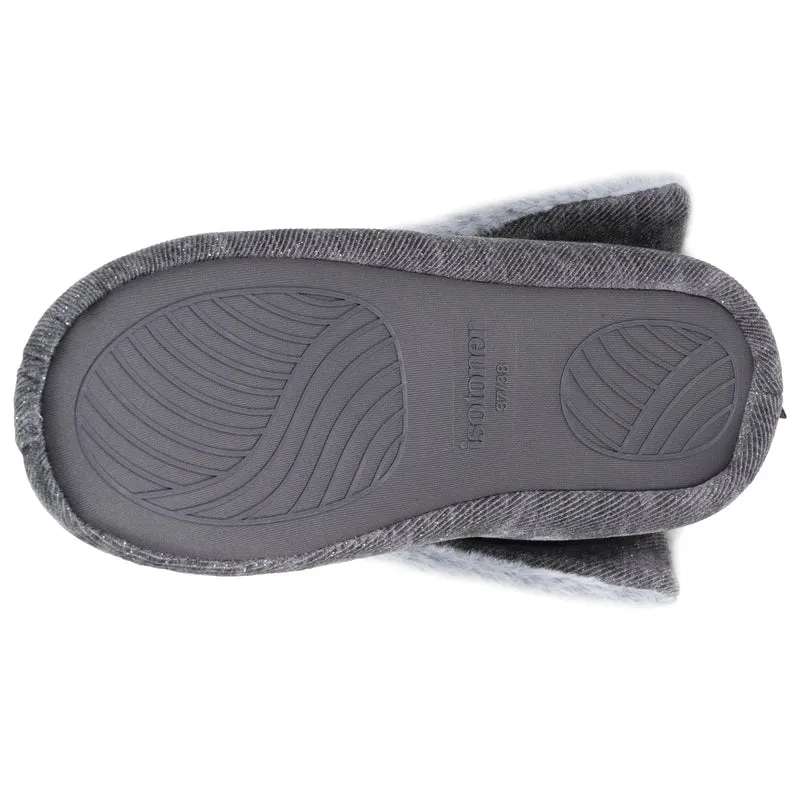 Chaussons Bottillons Femme pailleté Gris foncé