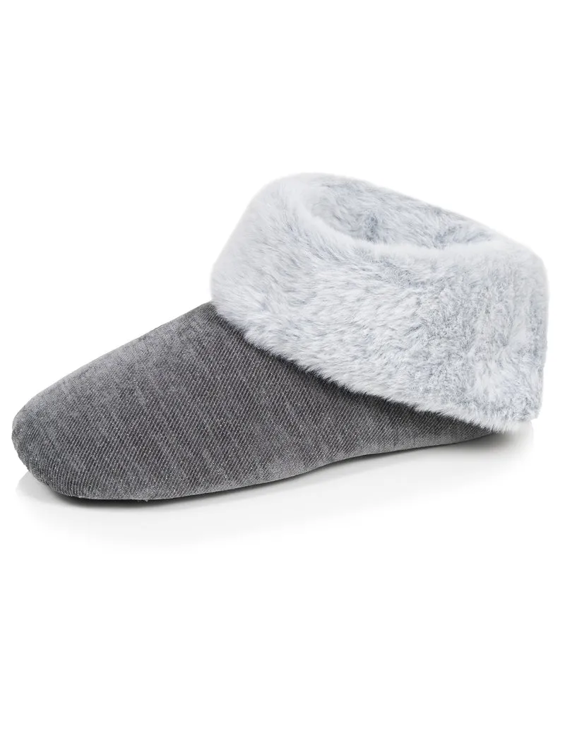 Chaussons Bottillons Femme pailleté Gris foncé
