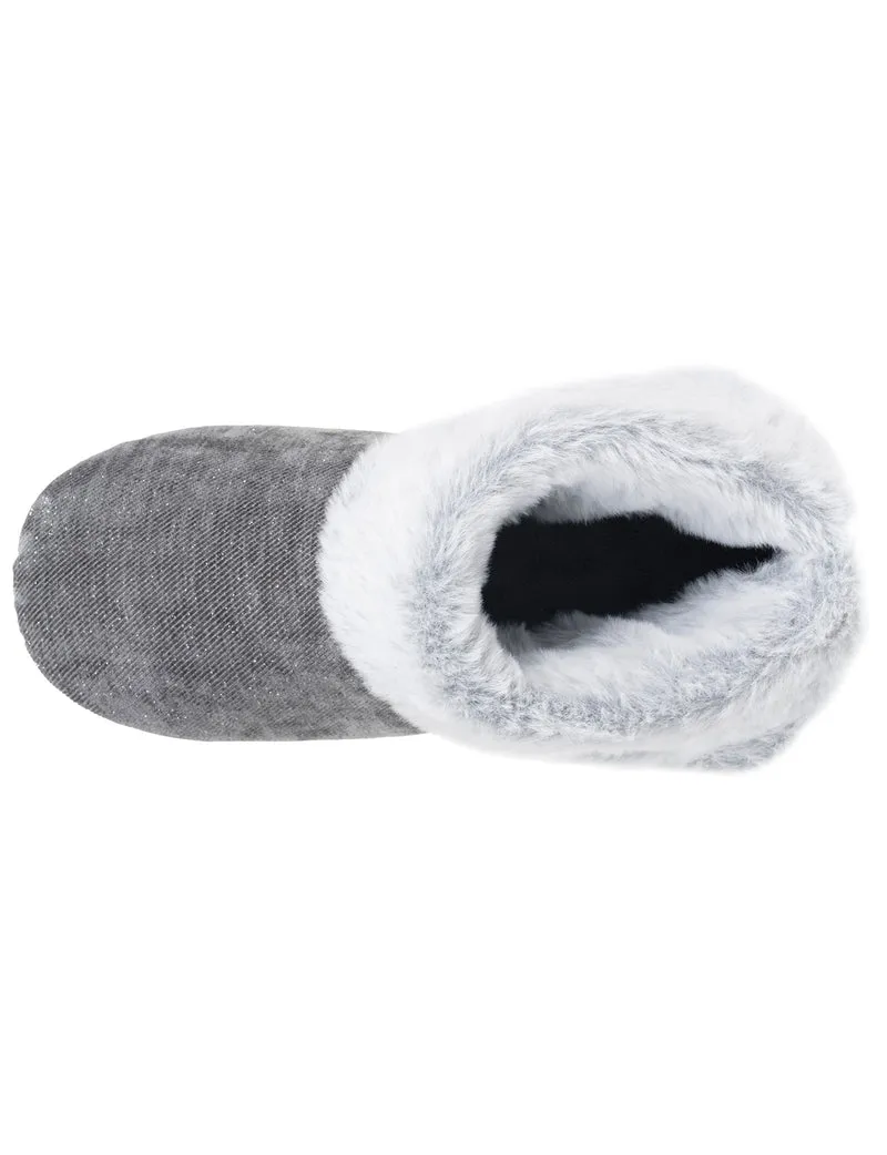 Chaussons Bottillons Femme pailleté Gris foncé