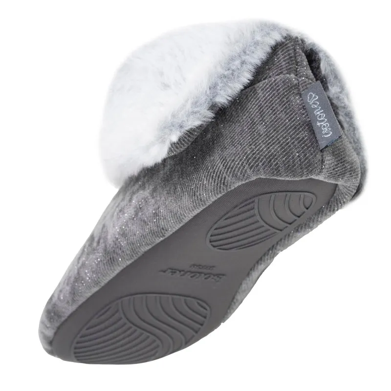 Chaussons Bottillons Femme pailleté Gris foncé