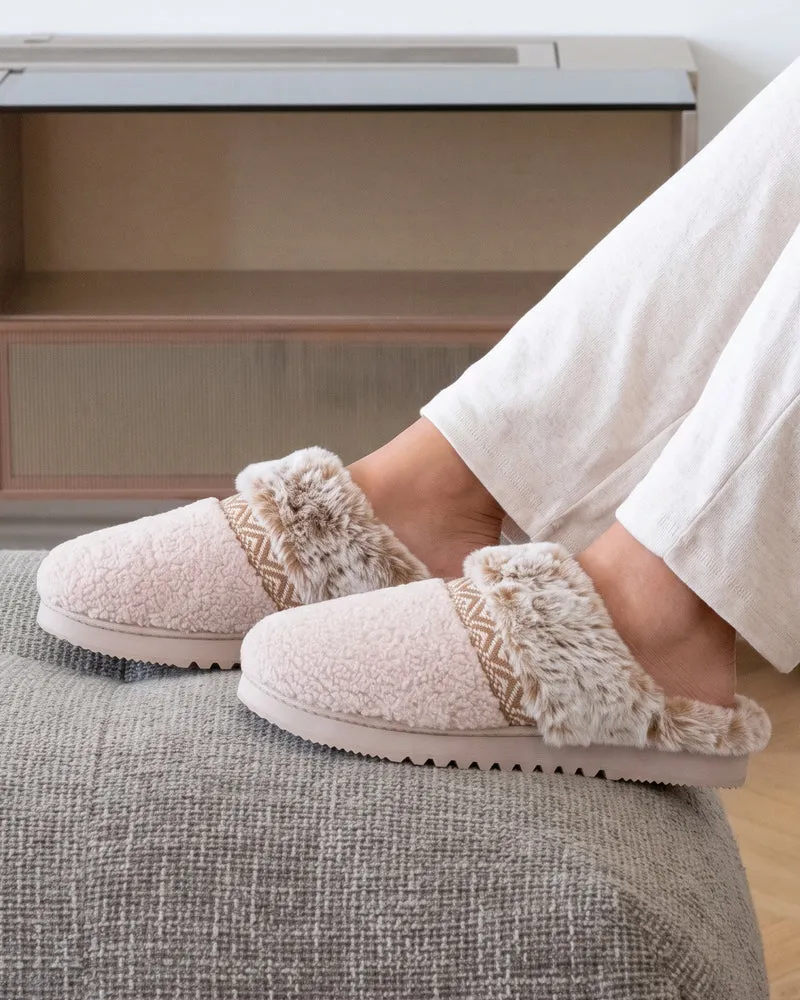 Chaussons Mules crantées Femme Beige