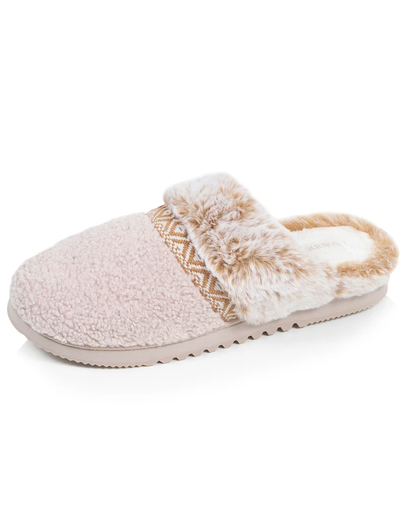 Chaussons Mules crantées Femme Beige