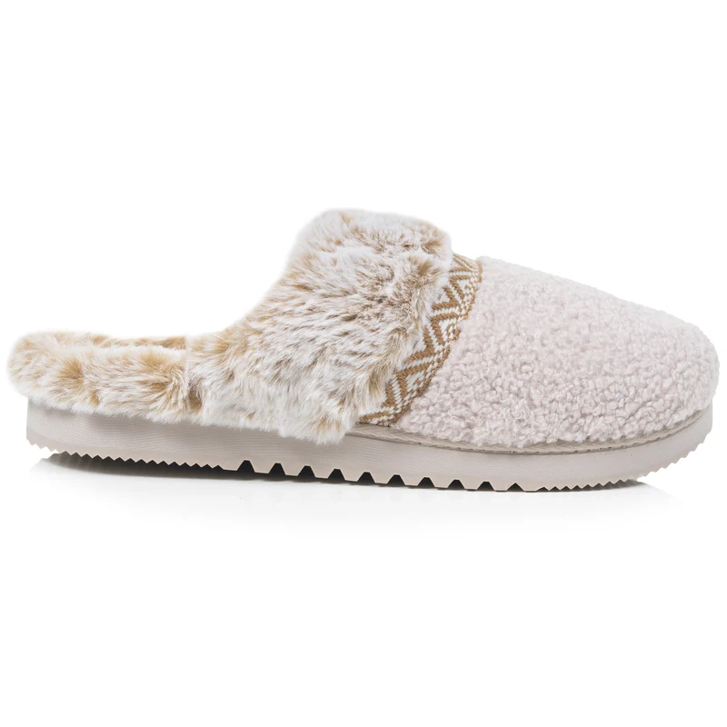Chaussons Mules crantées Femme Beige