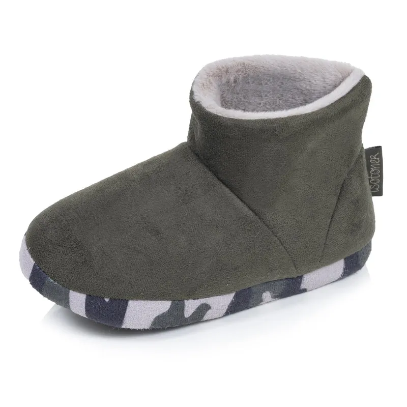 Chaussons Bottillons Enfant suédine Kaki