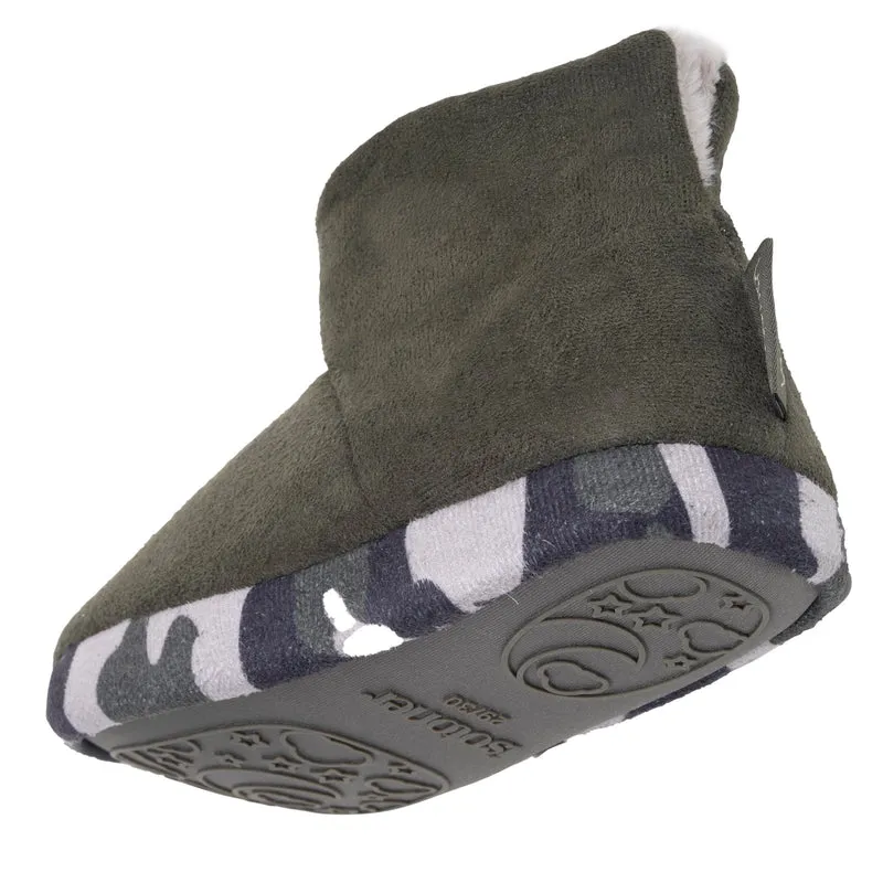 Chaussons Bottillons Enfant suédine Kaki