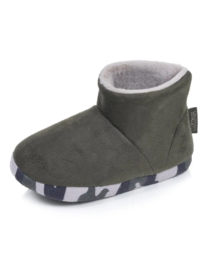 Chaussons Bottillons Enfant suédine Kaki