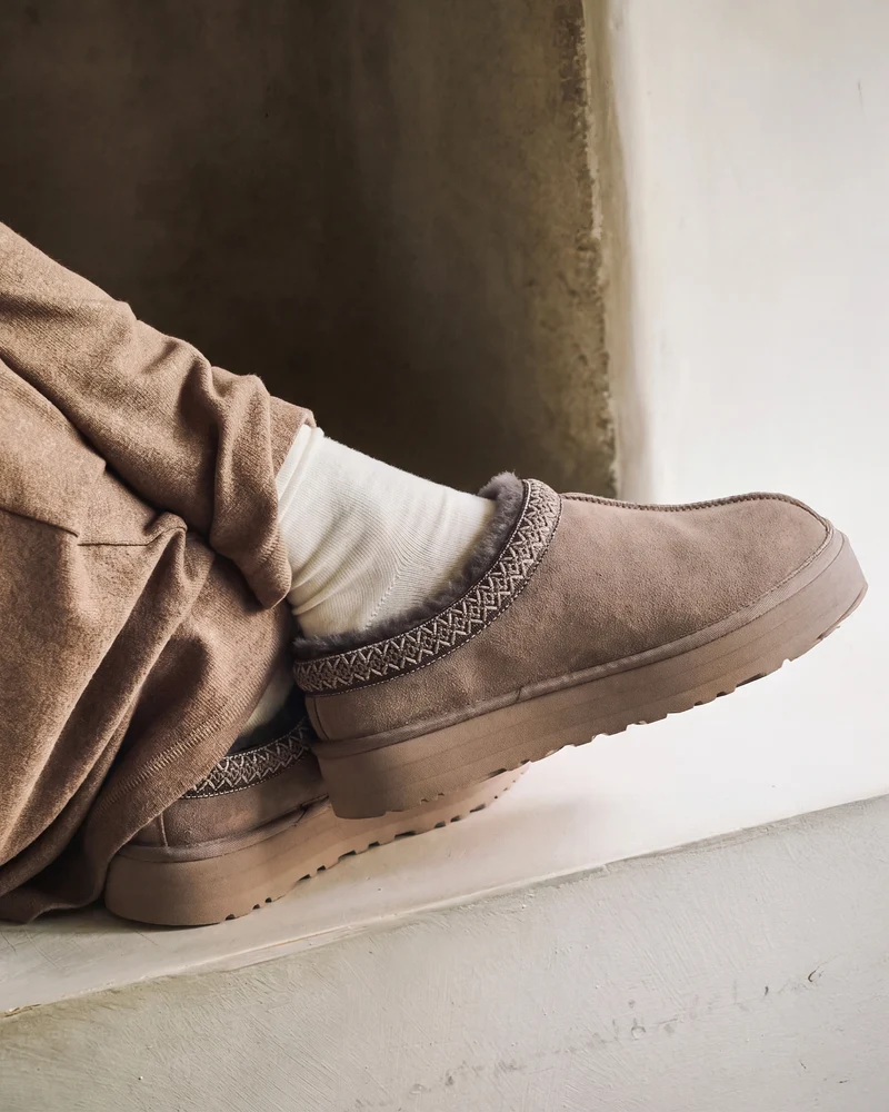 Chaussons Mules plateforme Femme Taupe