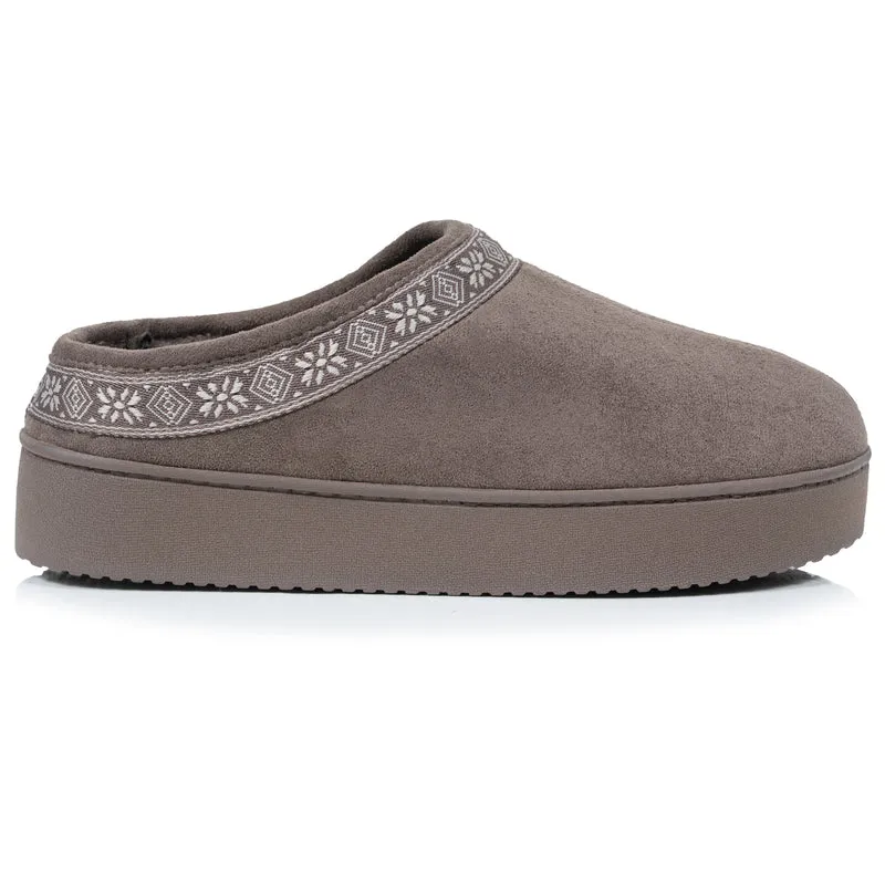 Chaussons Mules plateforme Femme Taupe