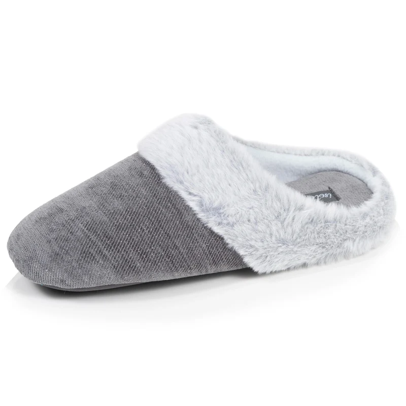 Chaussons Mules Femme pailleté Gris foncé