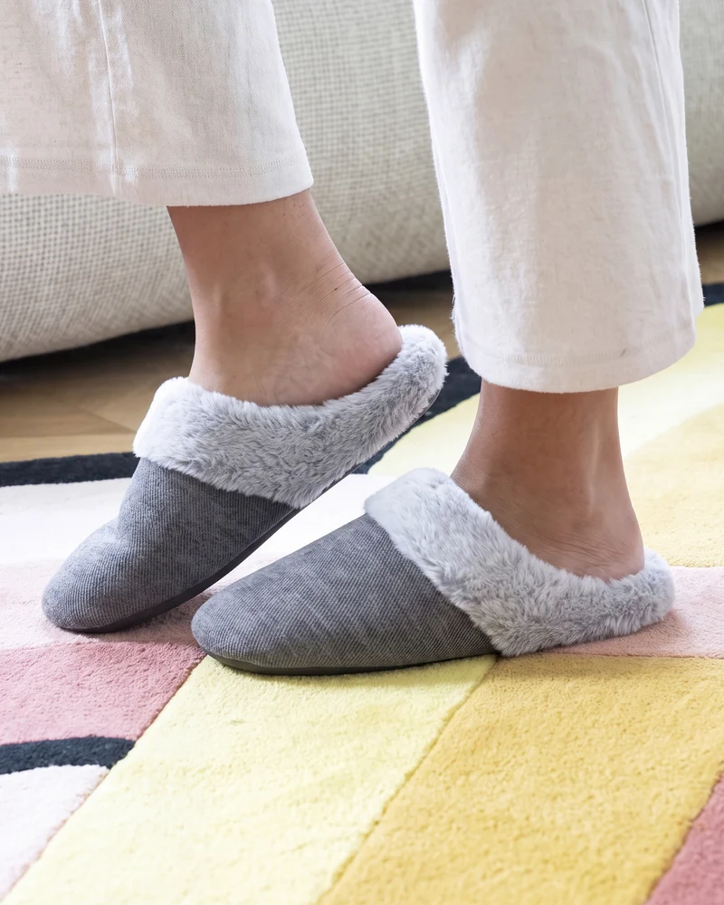 Chaussons Mules Femme pailleté Gris foncé