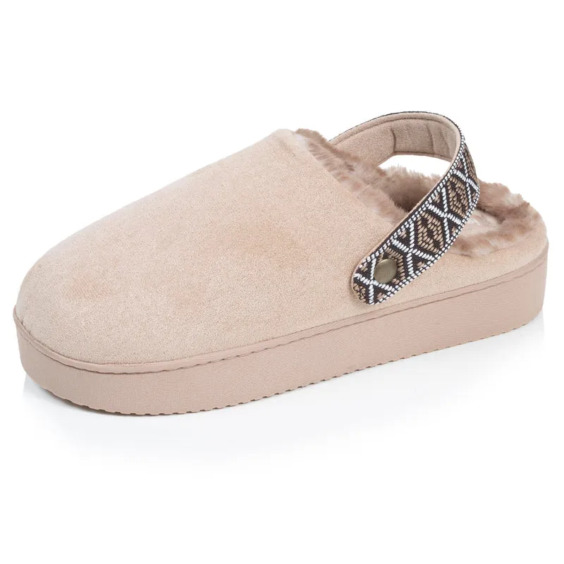 Chaussons Mules plateforme Femme Beige