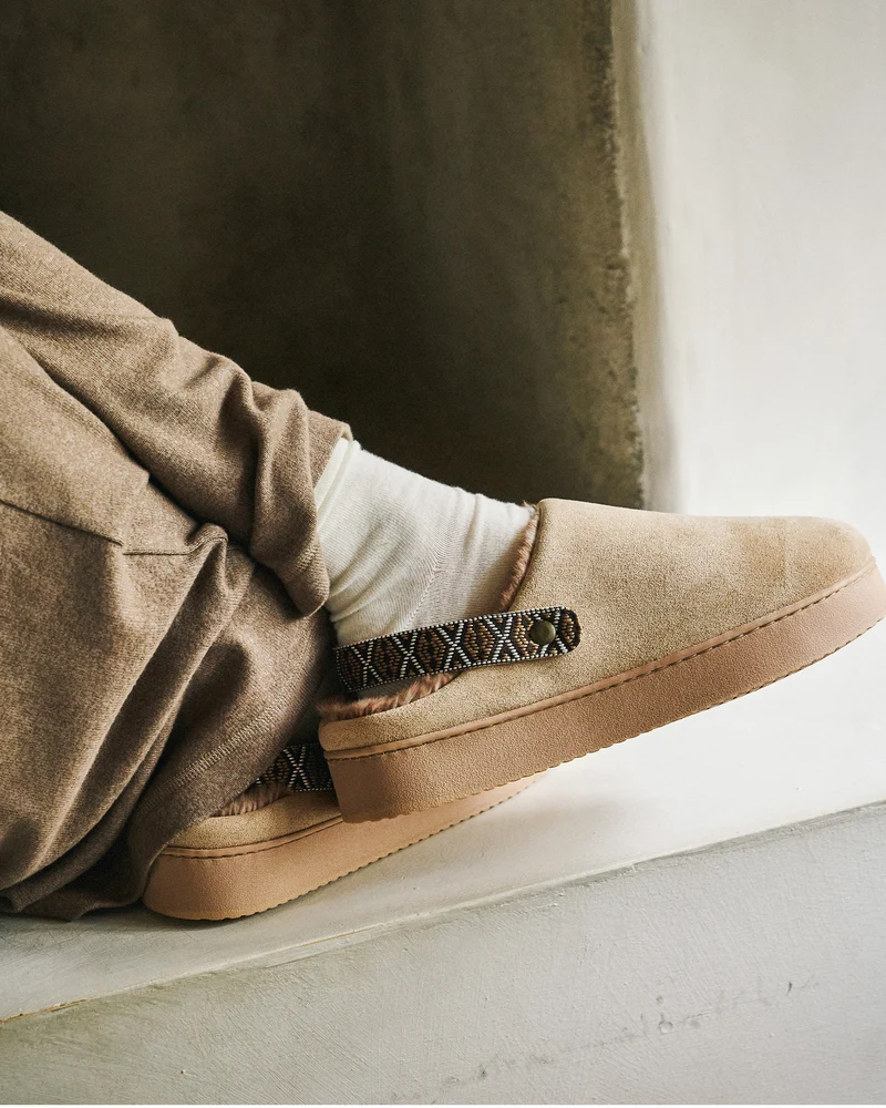 Chaussons Mules plateforme Femme Beige