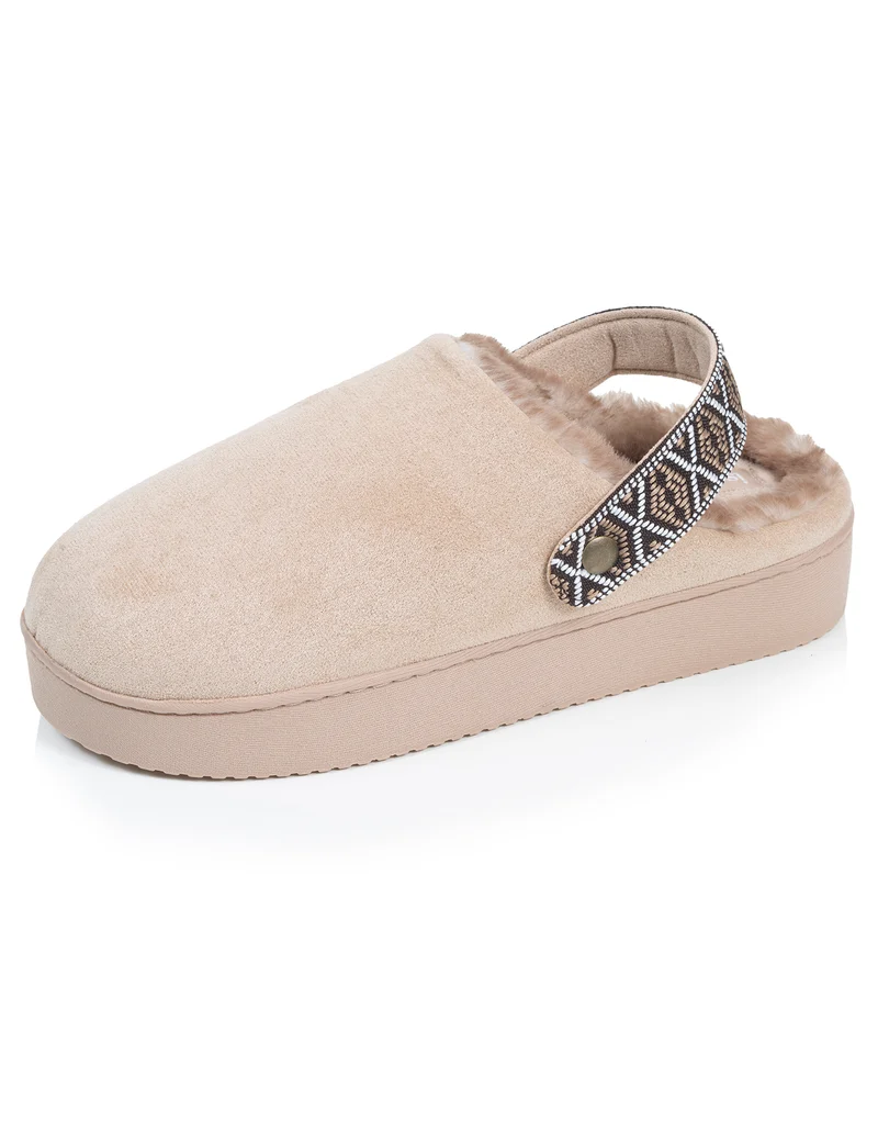 Chaussons Mules plateforme Femme Beige