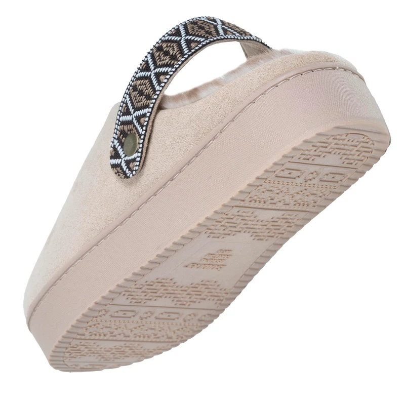 Chaussons Mules plateforme Femme Beige