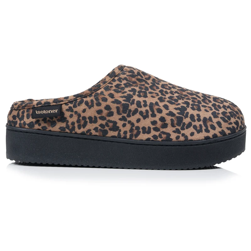 Chaussons Mules plateforme Femme Léopard foncé