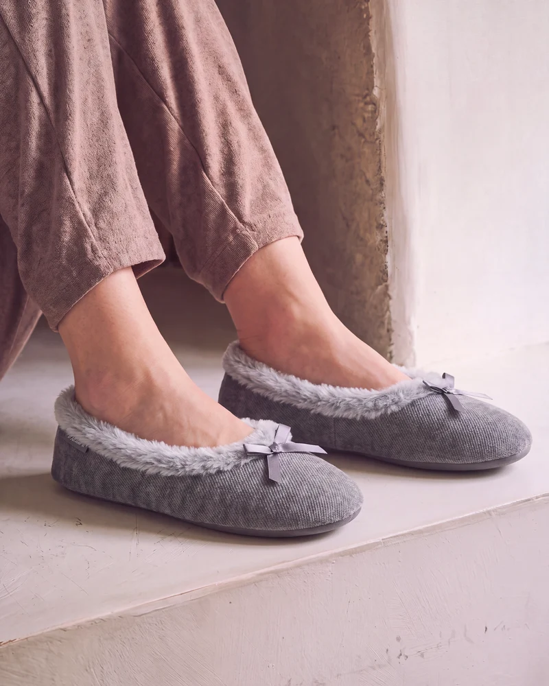 Chaussons Ballerines Femme pailleté Gris foncé