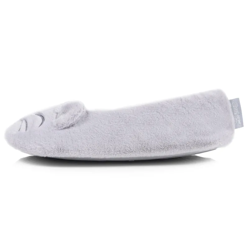 Chaussons Ballerines Femme 3D fourrure Gris