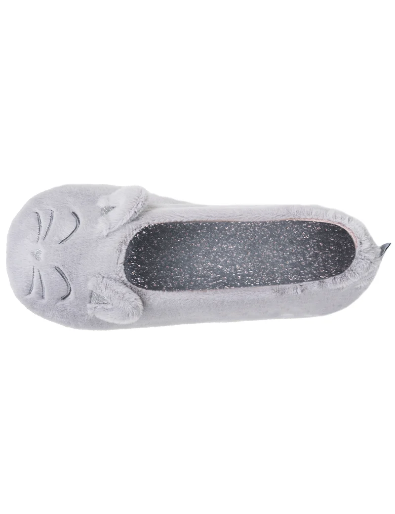 Chaussons Ballerines Femme 3D fourrure Gris