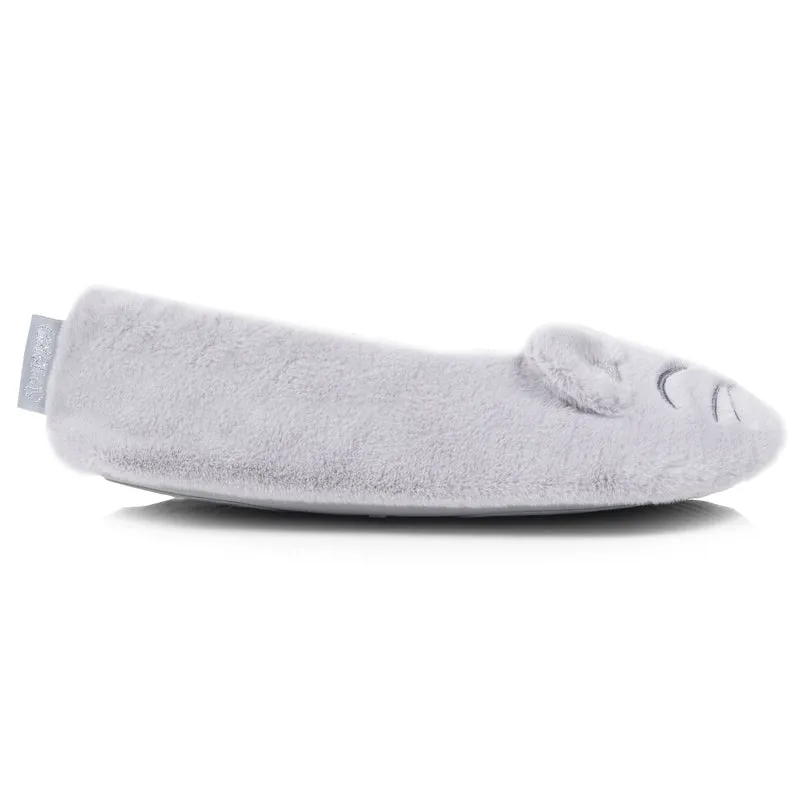 Chaussons Ballerines Femme 3D fourrure Gris