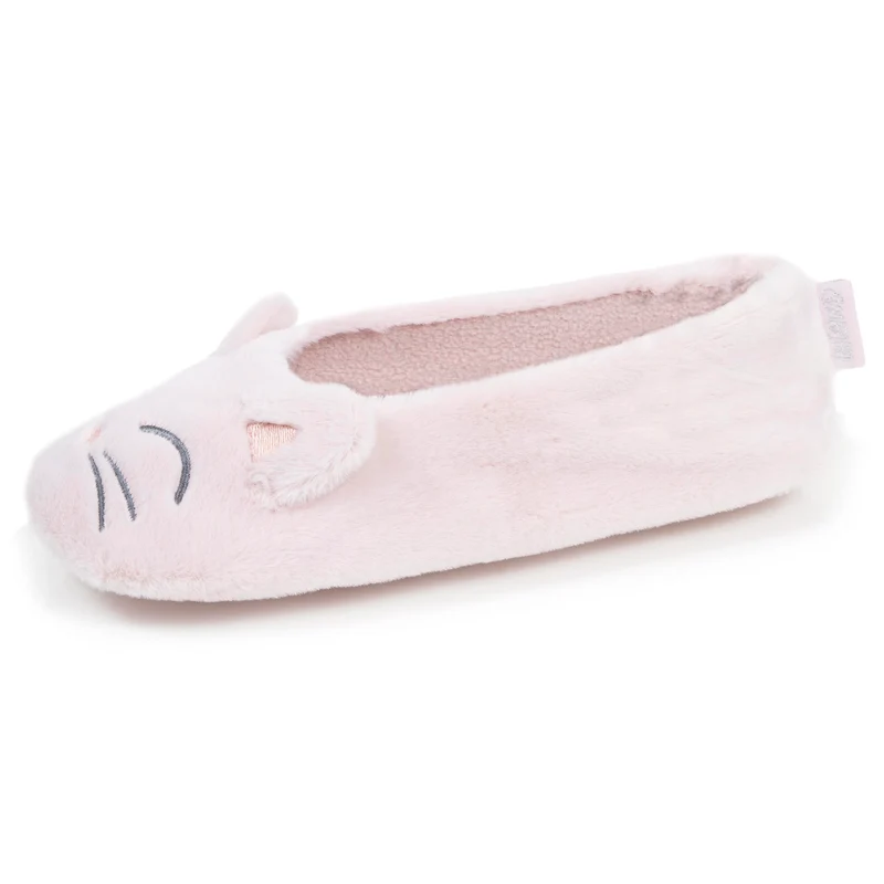 Chaussons Ballerines Femme 3D fourrure Rose