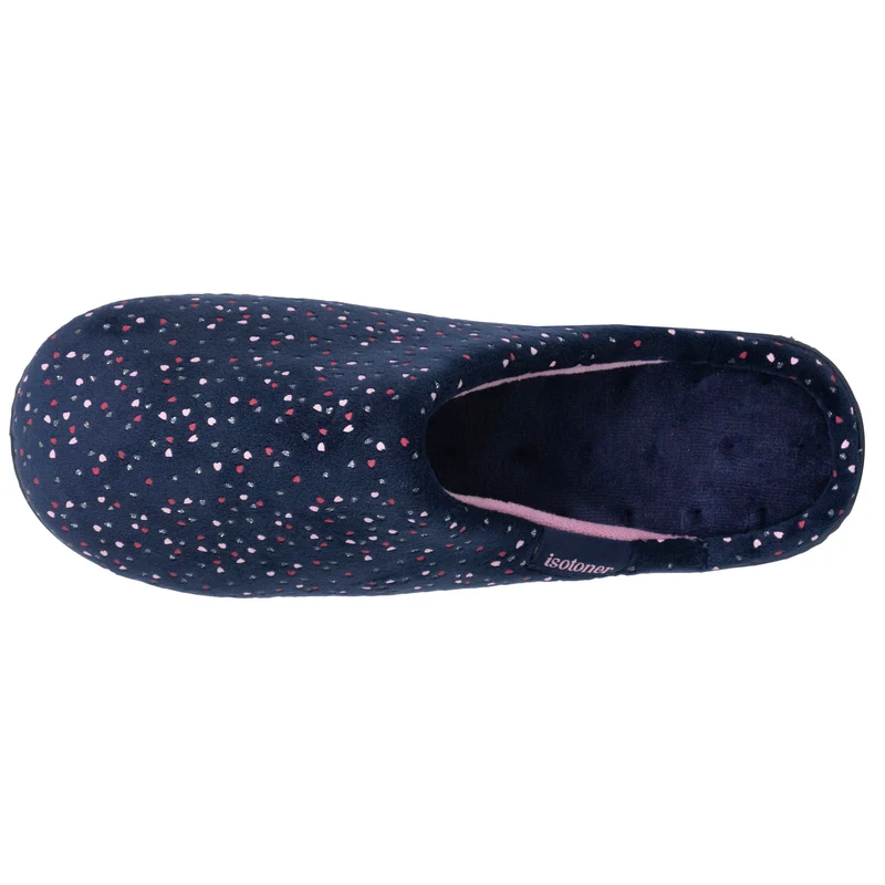 Chaussons Mules Femme Pois Marine
