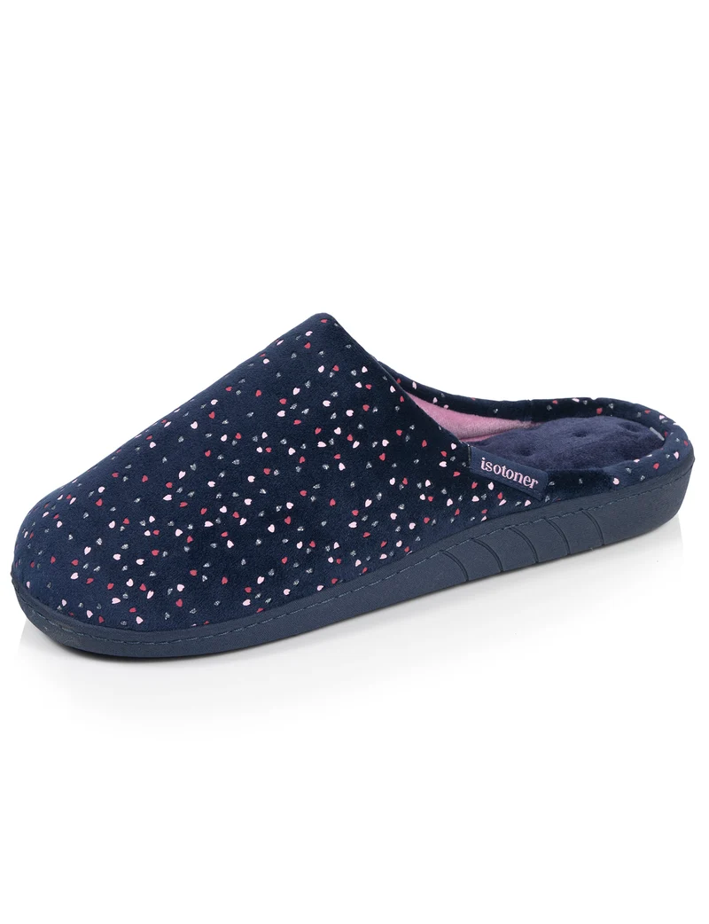 Chaussons Mules Femme Pois Marine