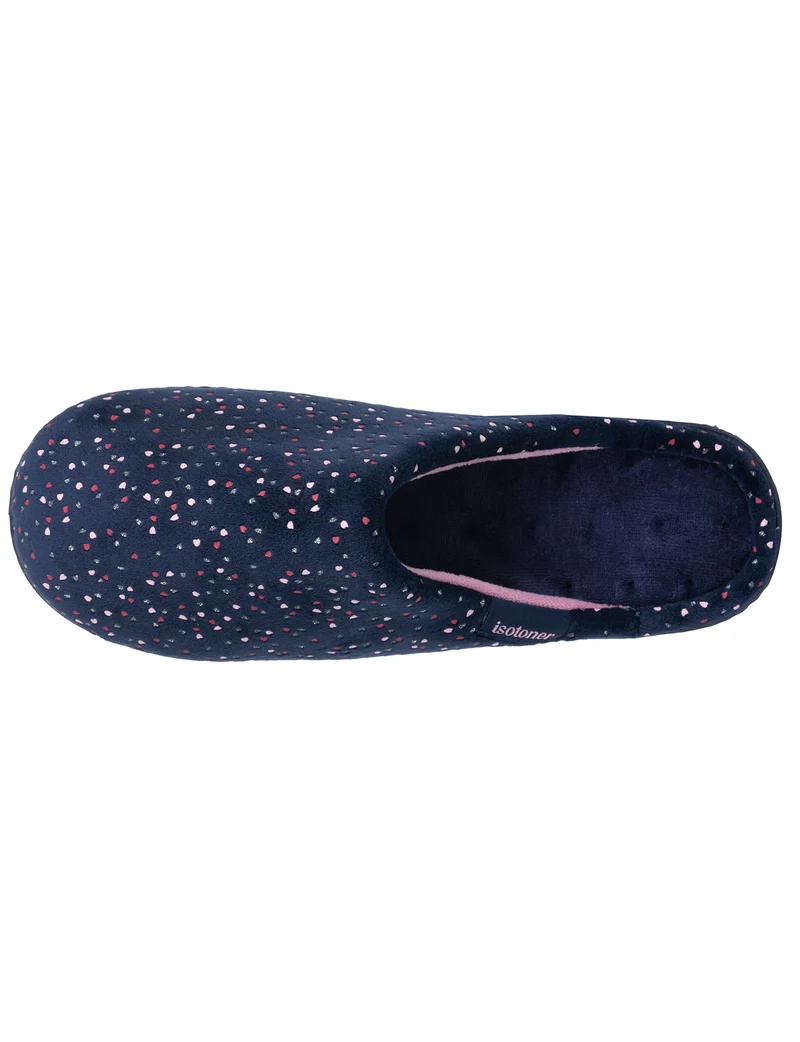 Chaussons Mules Femme Pois Marine