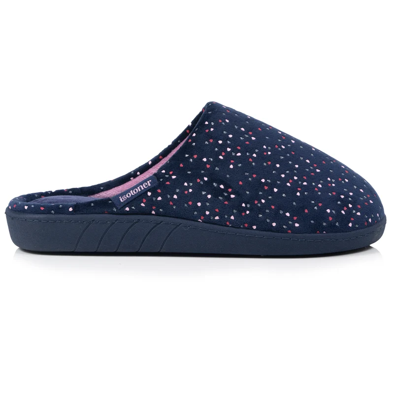 Chaussons Mules Femme Pois Marine