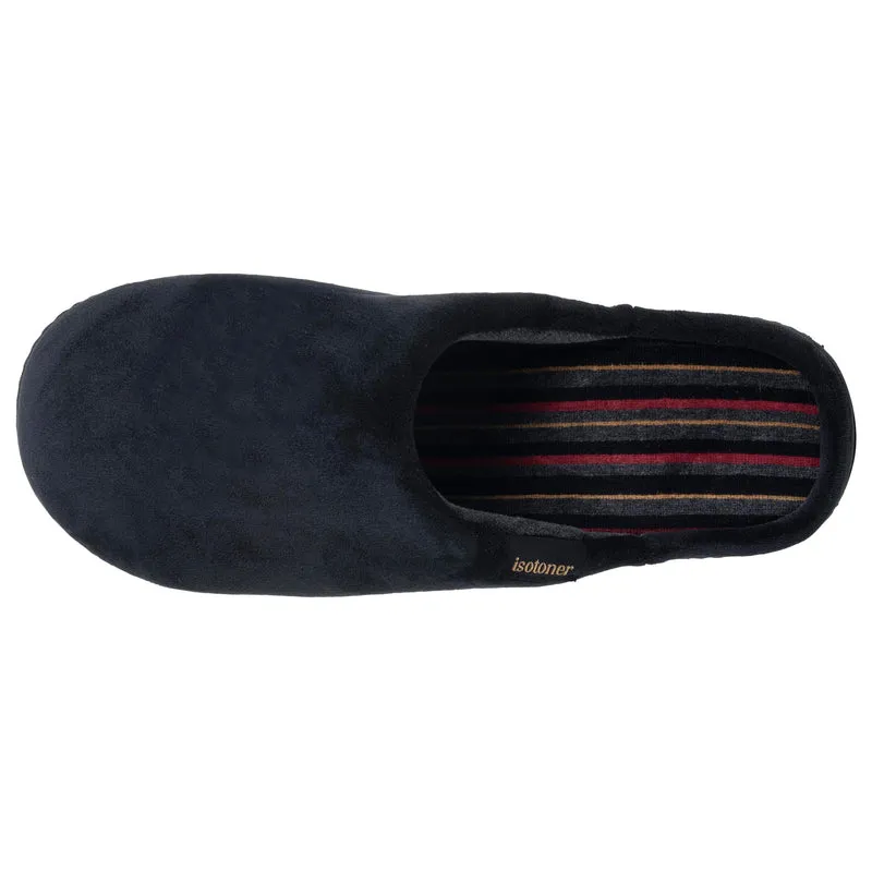 Chaussons Mules Homme Noir Rayures bordeaux
