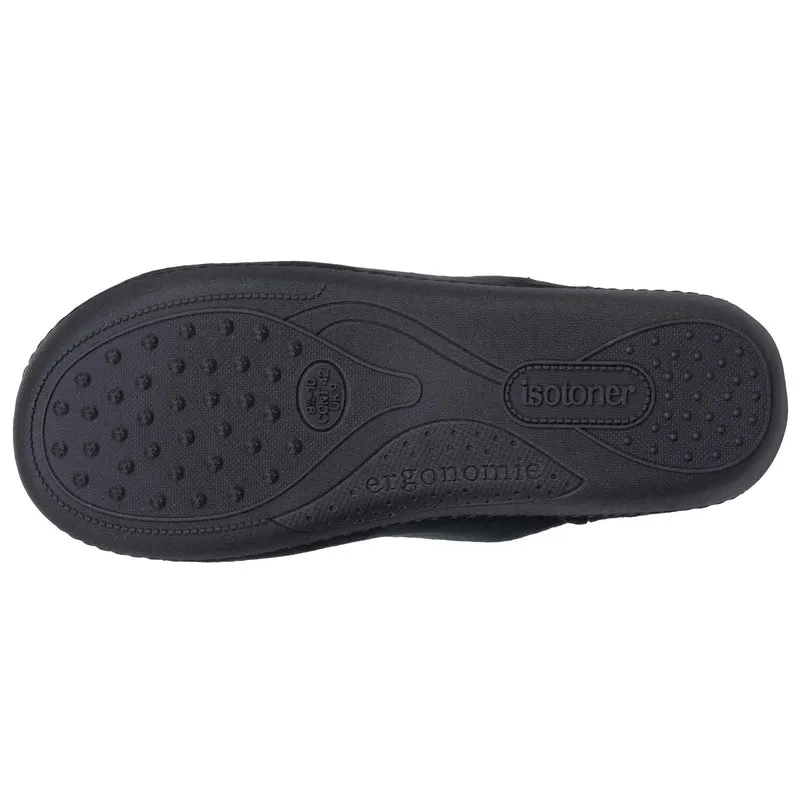 Chaussons Mules Homme Noir Rayures bordeaux