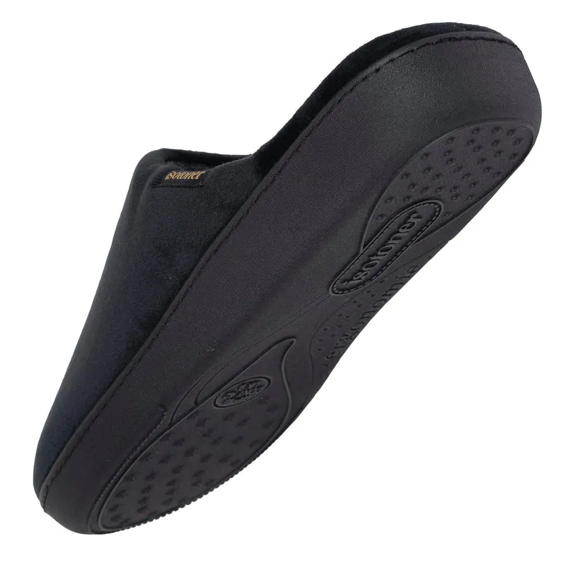 Chaussons Mules Homme Noir Rayures bordeaux