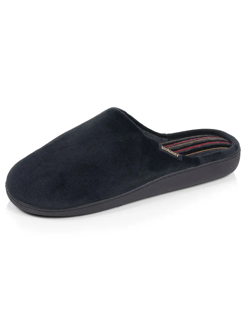 Chaussons Mules Homme Noir Rayures bordeaux