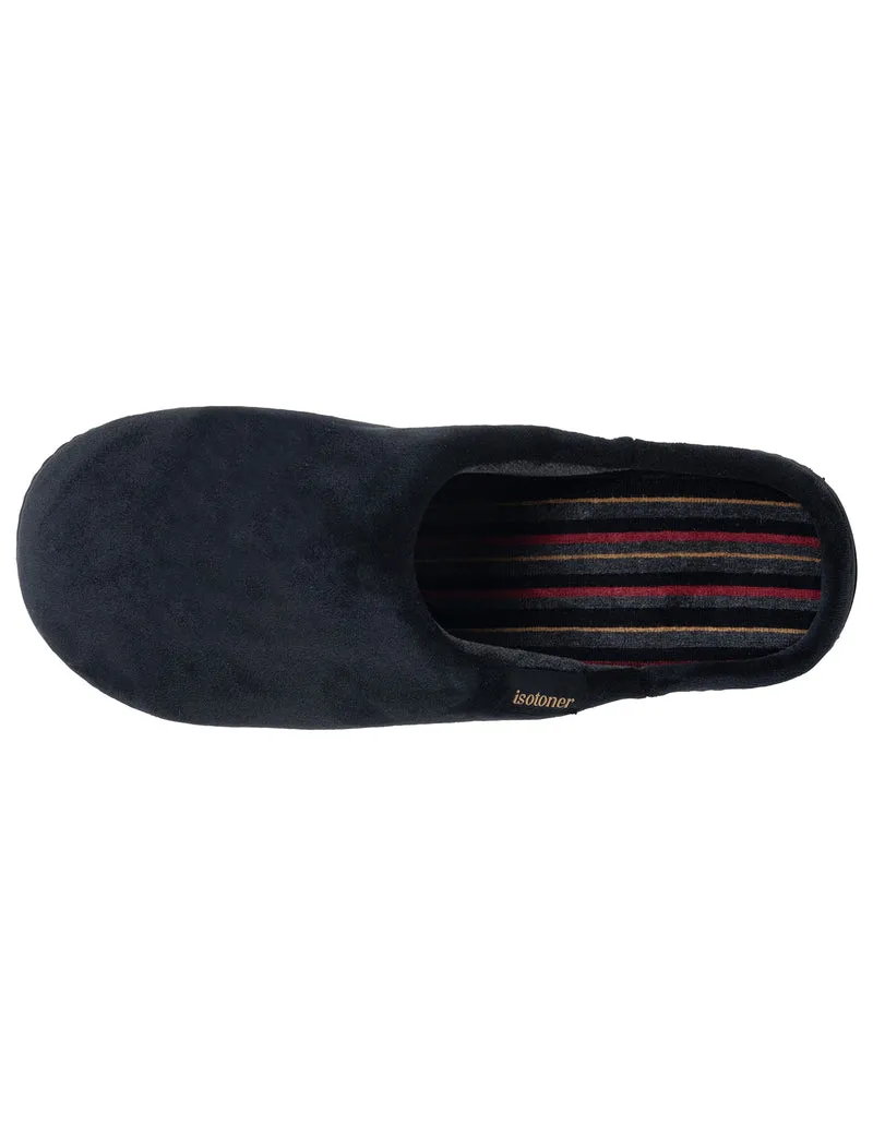 Chaussons Mules Homme Noir Rayures bordeaux