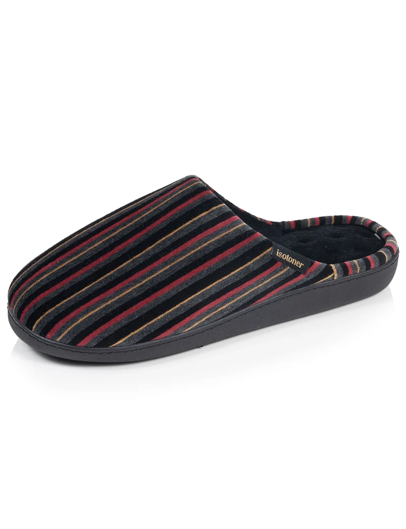 Chaussons Mules Homme Rayures Bordeaux