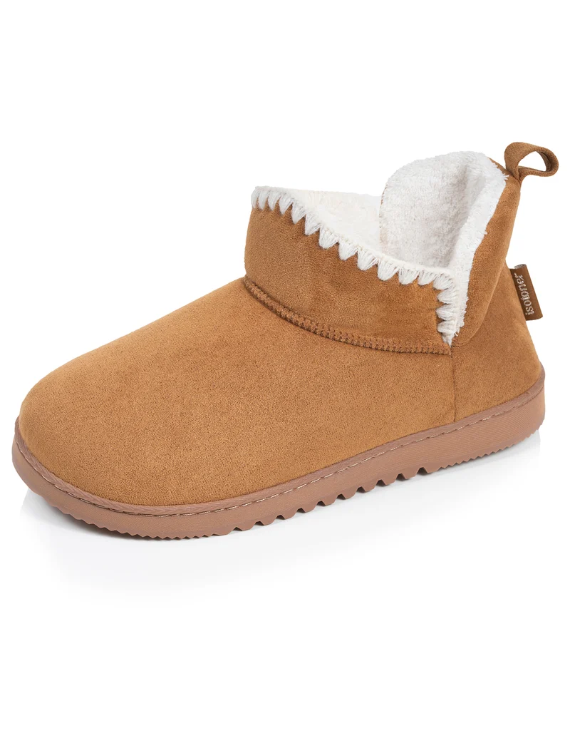 Chaussons Bottillons Femme Camel broderies