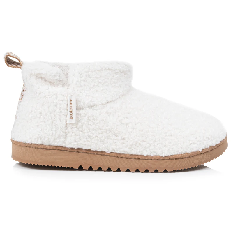 Chaussons Bottillons Femme Ivoire sherpa