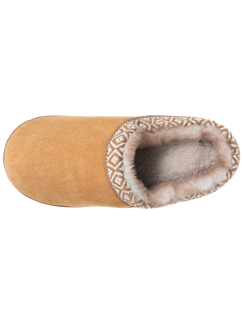 Chaussons Mules plateforme Femme Camel liseré