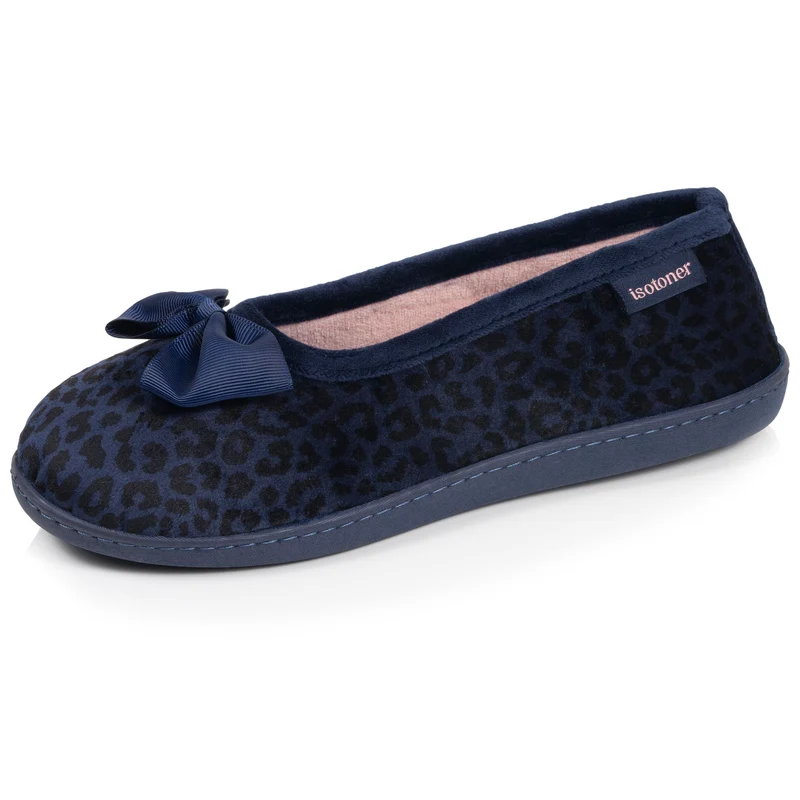 Chaussons Ballerines Femme Léopard Marine