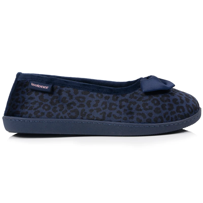 Chaussons Ballerines Femme Léopard Marine