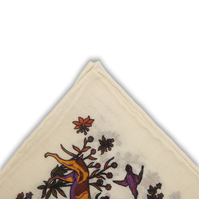 Pochette beige et bordeaux - Motif Animaux - Laine & Soie