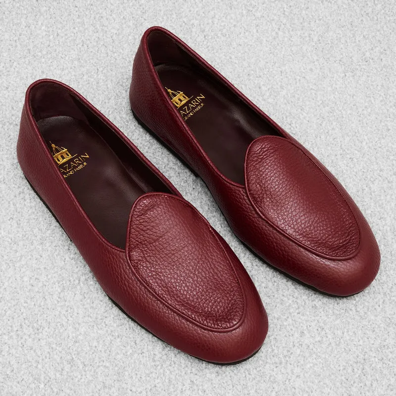 Chaussons Bordeaux - Cuir grainé