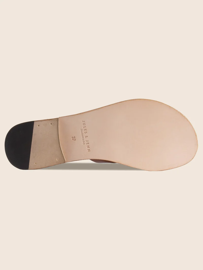 Mules plates brides cuir camel