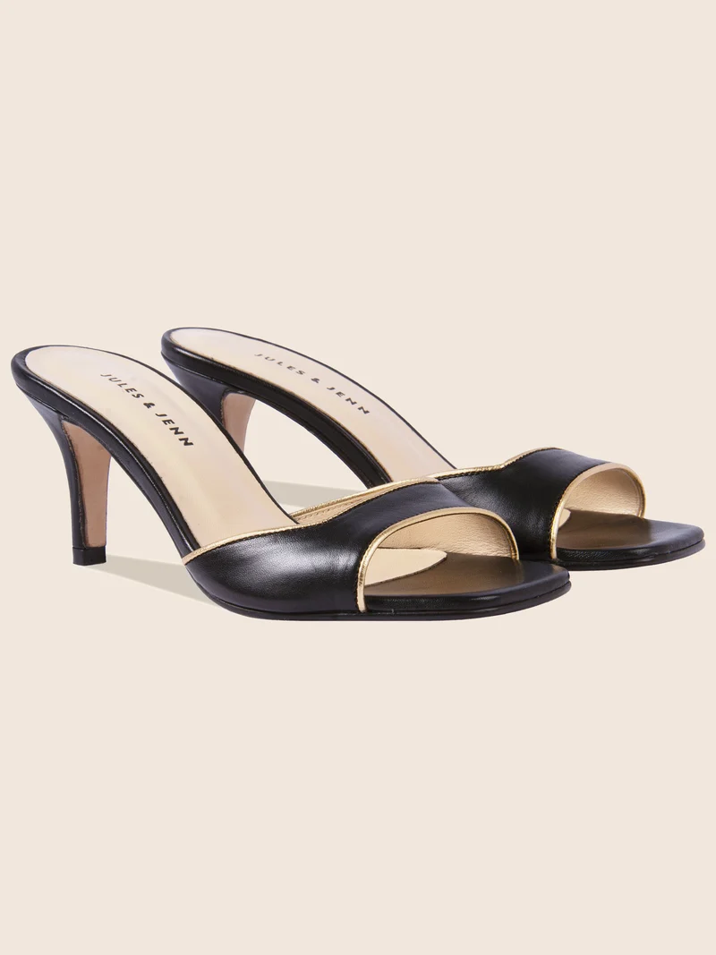 Mules talon fin cuir noir