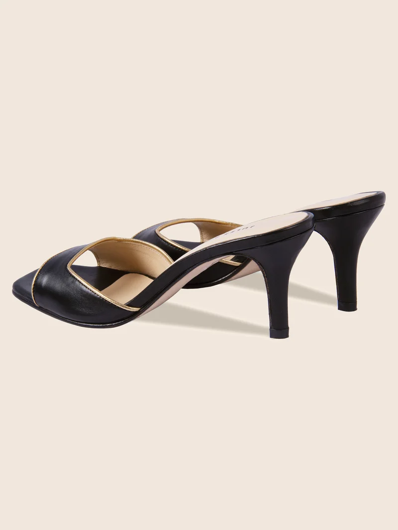 Mules talon fin cuir noir