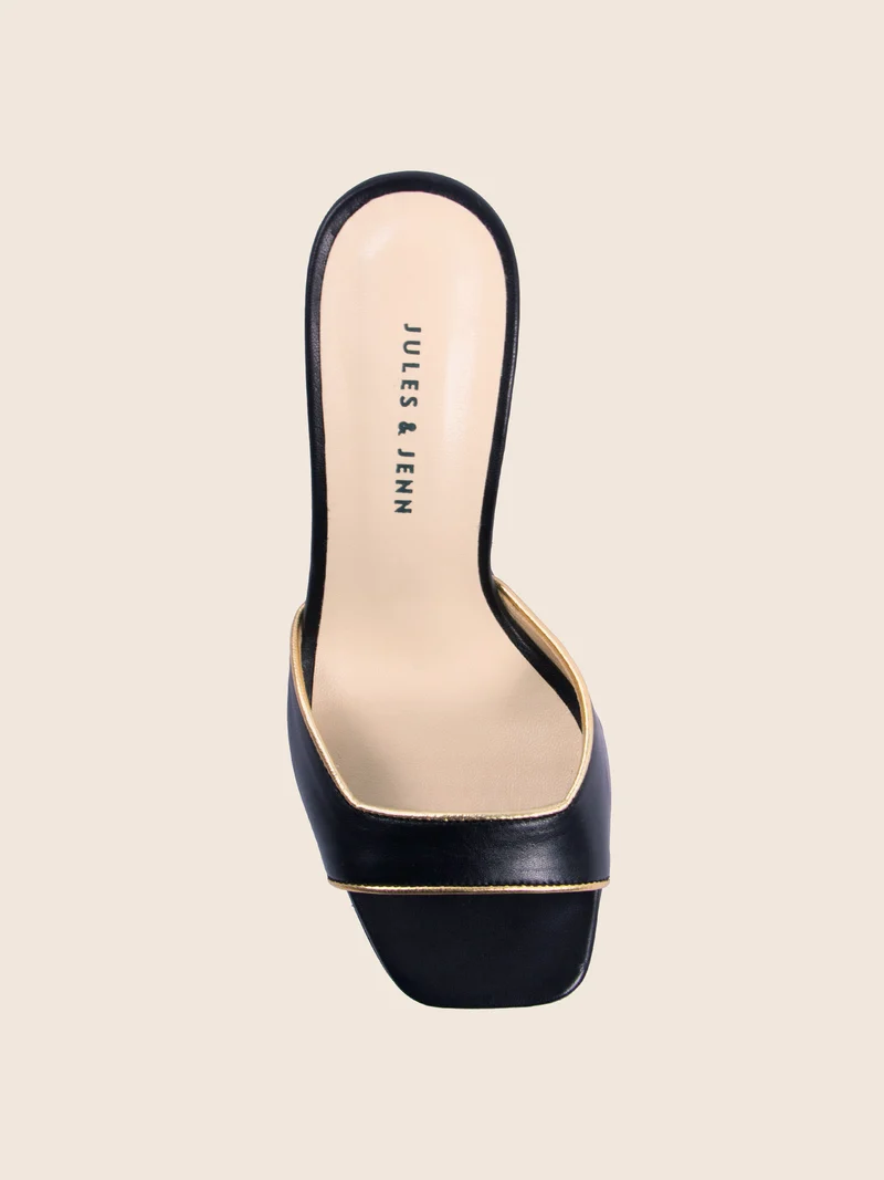 Mules talon fin cuir noir